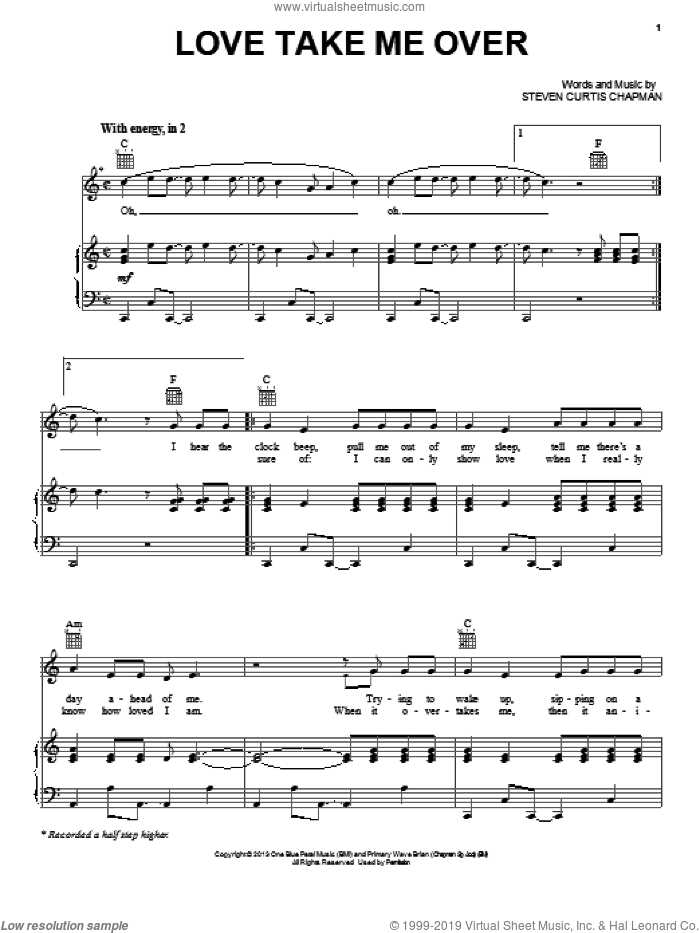 Love Take Me Over sheet music for voice, piano or guitar by Steven Curtis Chapman, intermediate skill level