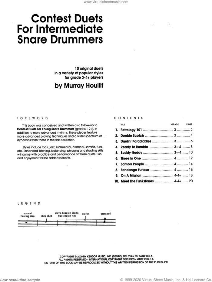 Contest Duets For The Intermediate Snare Drummers sheet music for percussions by Houllif, classical score, intermediate skill level