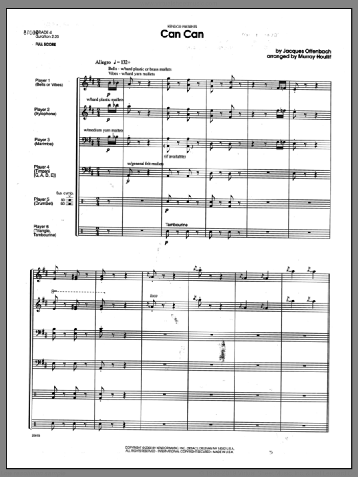 Can Can (COMPLETE) sheet music for percussions by Houllif and Jacques Offenbach, classical score, intermediate skill level