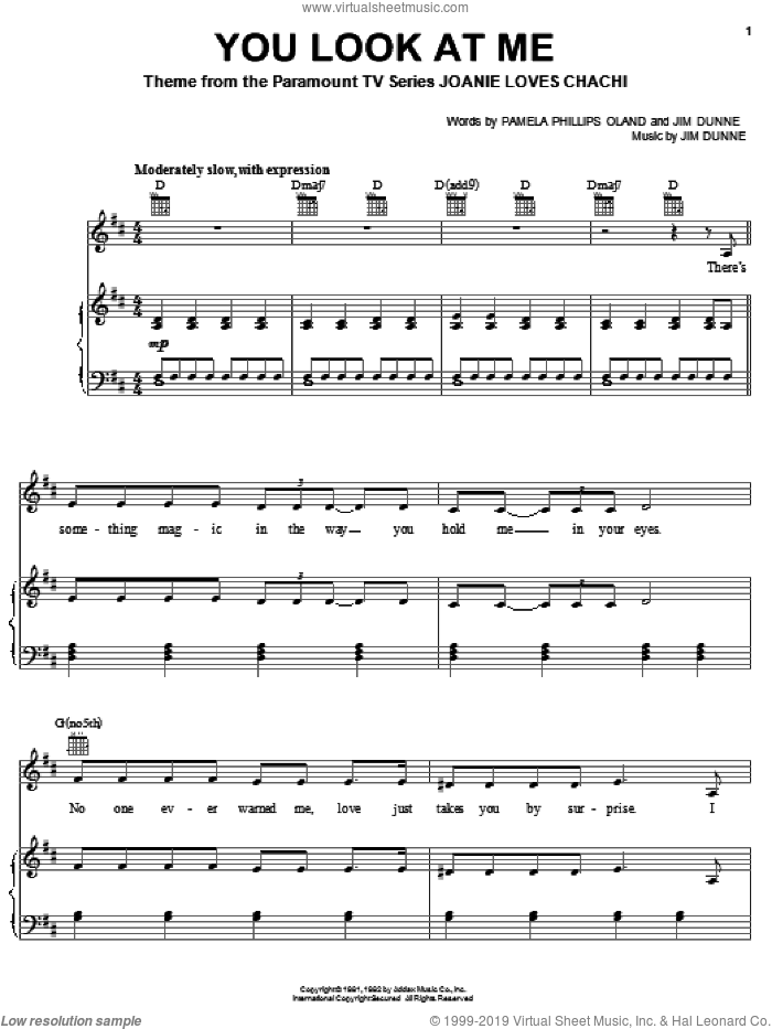 You Look At Me sheet music for voice, piano or guitar by Jim Dunne and Pamela Phillips Oland, intermediate skill level