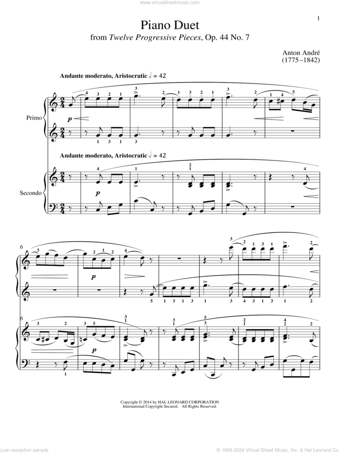 Piano Duet sheet music for piano four hands by Bradley Beckman and Carolyn True, classical score, intermediate skill level