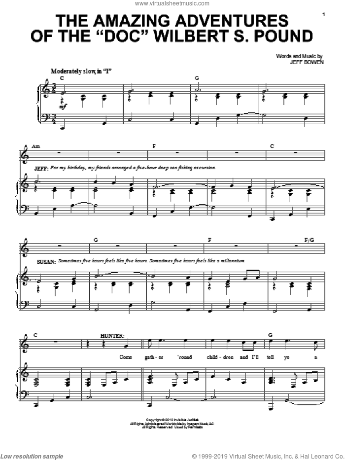 The Amazing Adventures Of The 'Doc' Wilbert S. Pound sheet music for voice, piano or guitar by Jeff Bowen, intermediate skill level