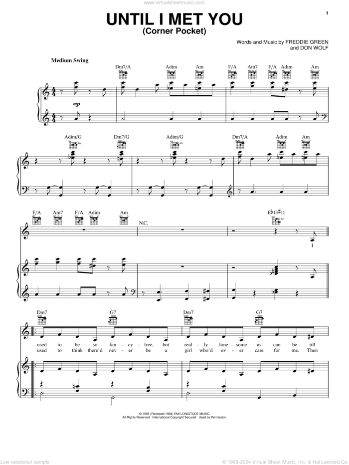 Until I Met You (Corner Pocket) sheet music for voice, piano or guitar by Count Basie, intermediate skill level
