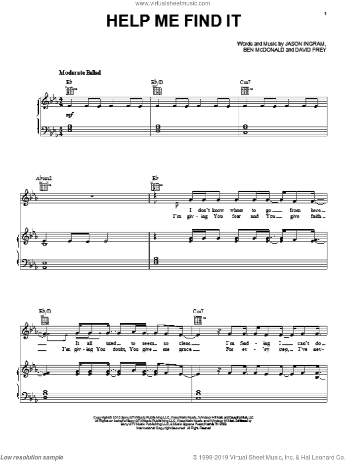 Help Me Find It sheet music for voice, piano or guitar by Sidewalk Prophets, intermediate skill level