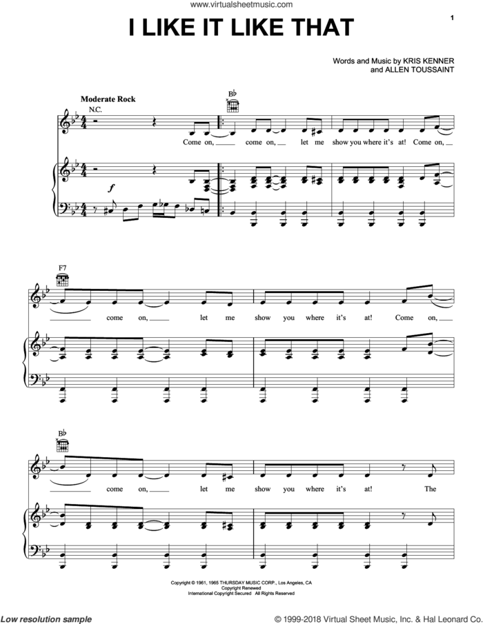I Like It Like That sheet music for voice, piano or guitar by Dave Clark Five, intermediate skill level