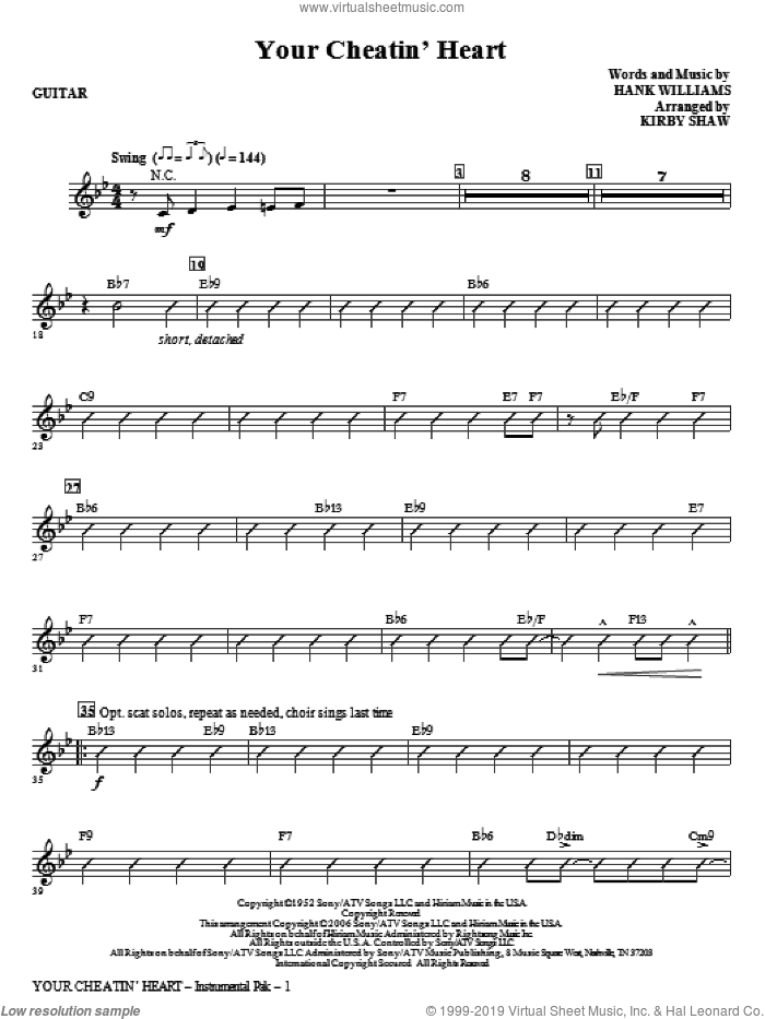 Your Cheatin' Heart (complete set of parts) sheet music for orchestra/band (Rhythm) by Kirby Shaw, Hank Williams and Patsy Cline, intermediate skill level