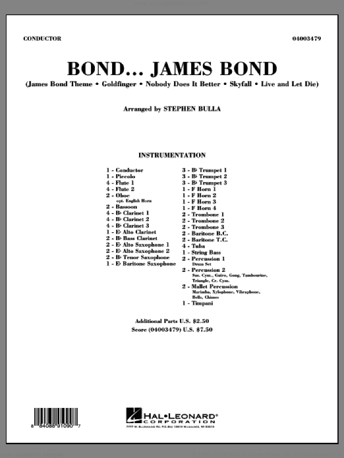 Bond... James Bond (COMPLETE) sheet music for concert band by Stephen Bulla, intermediate skill level