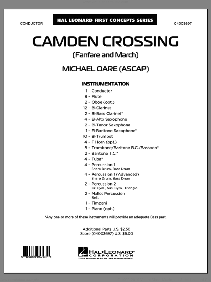 Camden Crossing (Fanfare and March) (COMPLETE) sheet music for concert band by Michael Oare, classical score, intermediate skill level