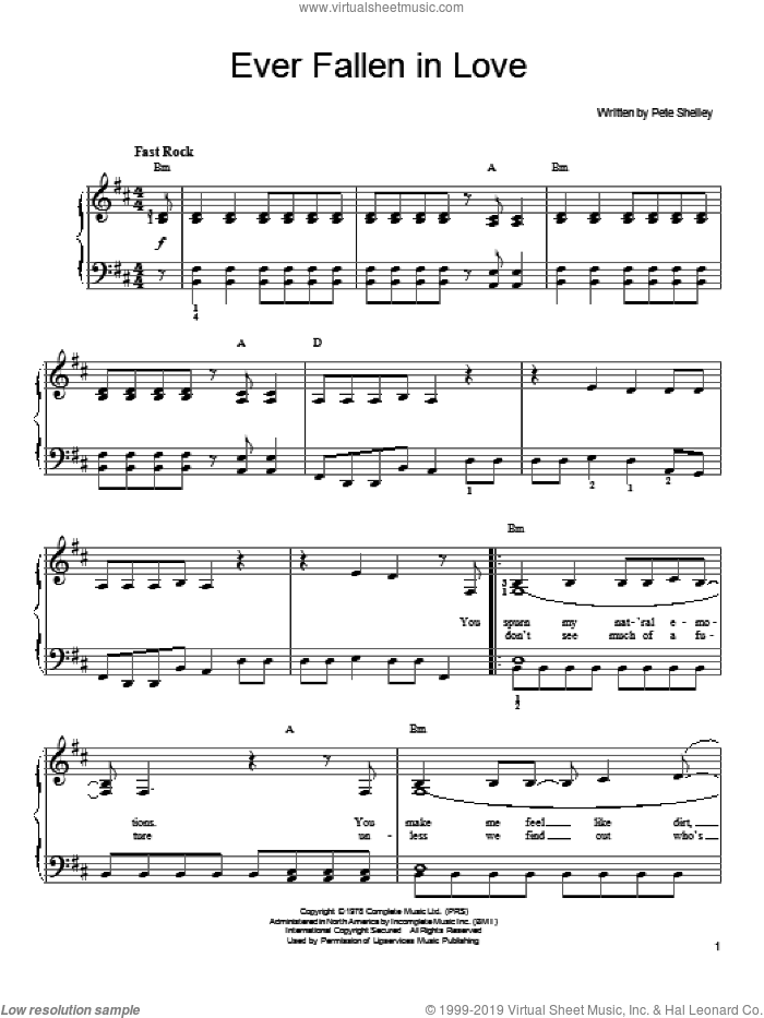 Ever Fallen In Love sheet music for piano solo by Pete Yorn, easy skill level
