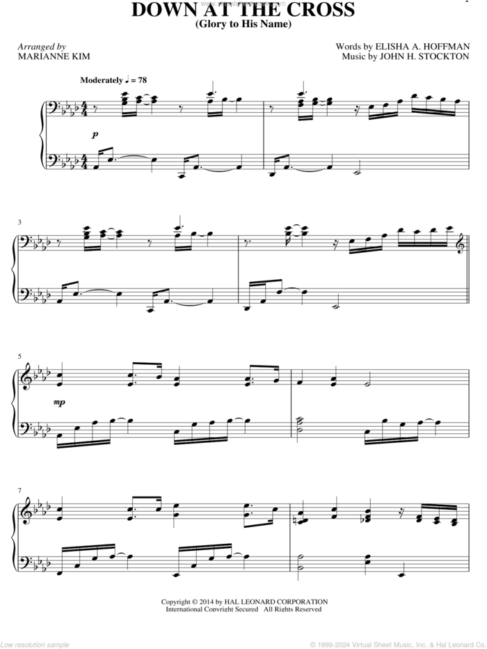 Down At The Cross (Glory To His Name), (intermediate) sheet music for piano solo by Elisha A. Hoffman, intermediate skill level