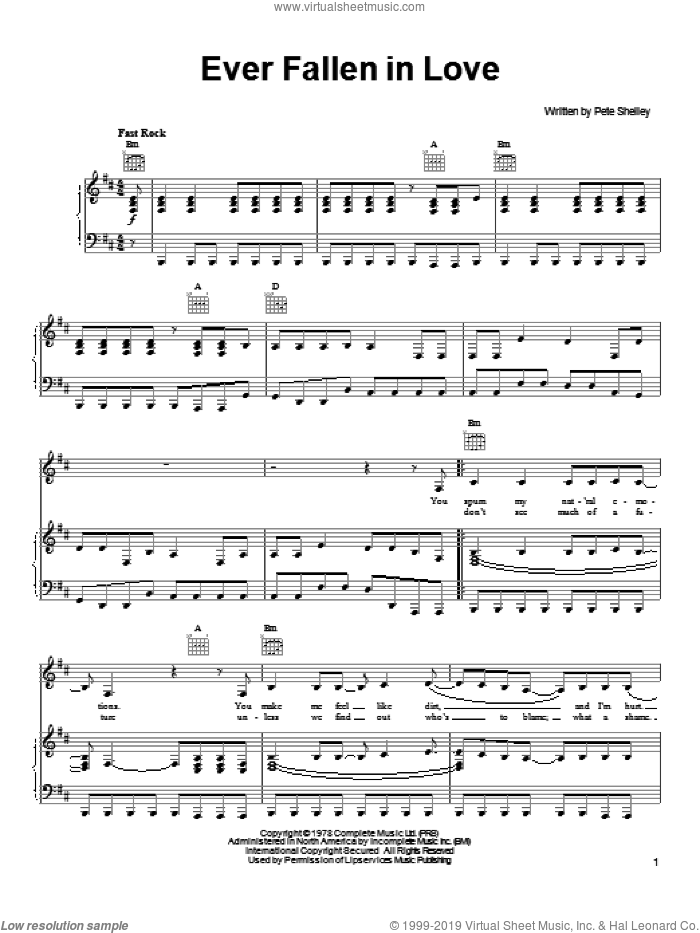 Ever Fallen In Love sheet music for voice, piano or guitar by Pete Yorn, intermediate skill level