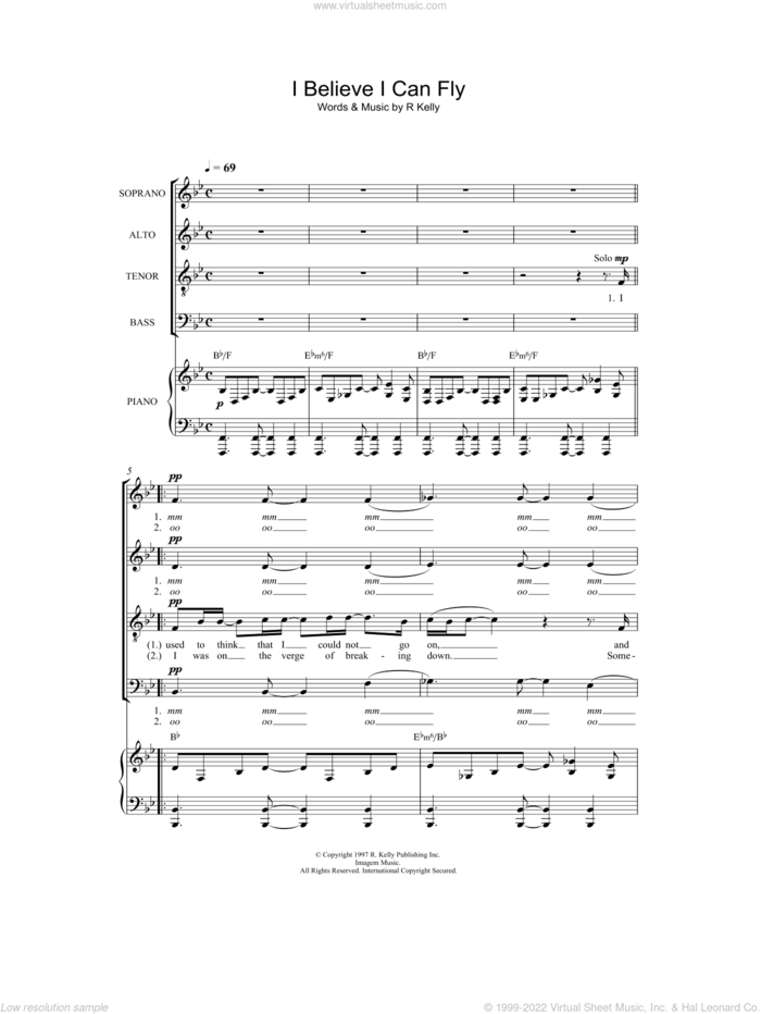I Believe I Can Fly sheet music for choir by Robert Kelly, intermediate skill level