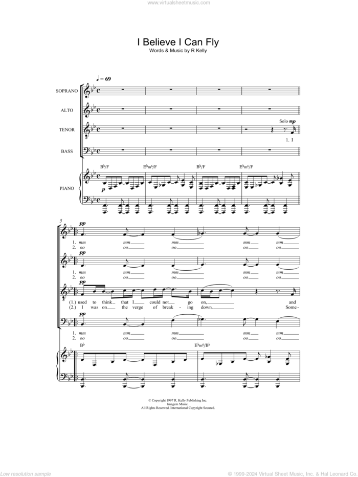 I Believe I Can Fly sheet music for choir by Robert Kelly, intermediate skill level