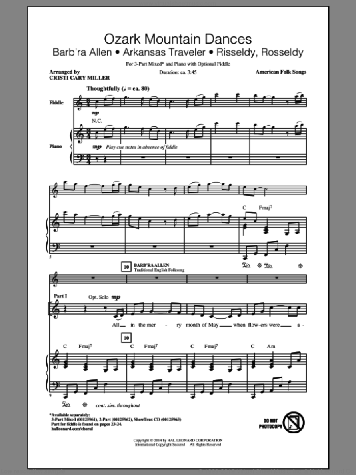 Arkansas Traveler sheet music for choir (3-Part Mixed) by Cristi Cary Miller, intermediate skill level