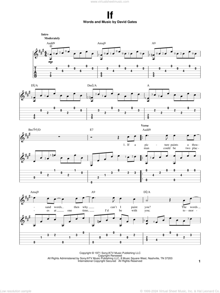 If sheet music for guitar solo by Bread, intermediate skill level