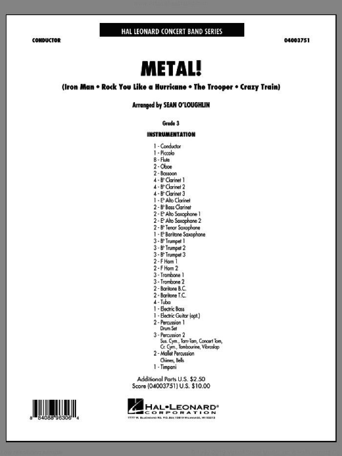 Metal! (COMPLETE) sheet music for concert band by Sean O'Loughlin, intermediate skill level