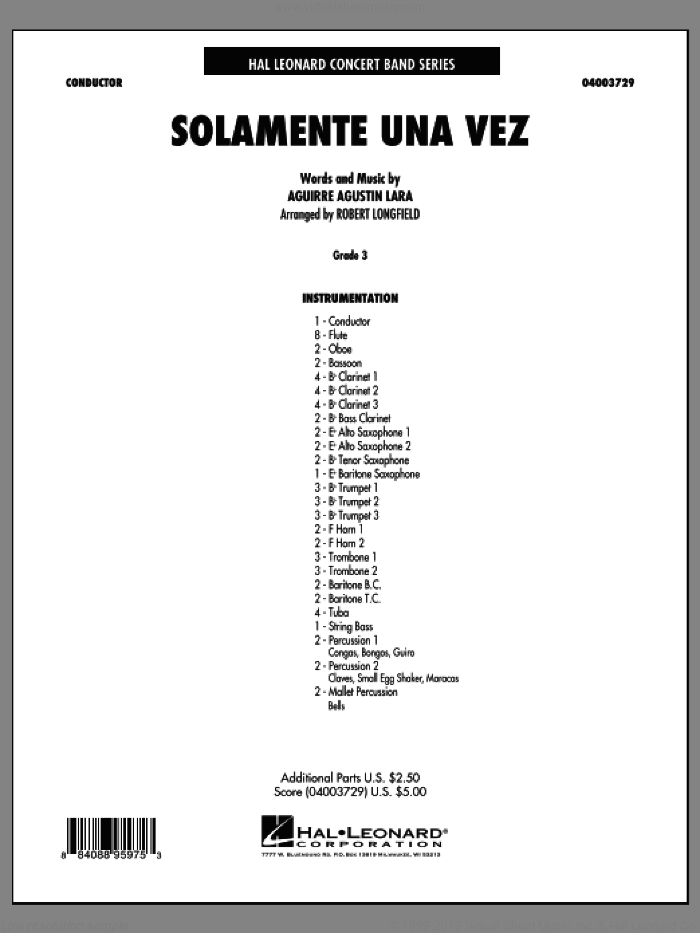 Solamente Una Vez (COMPLETE) sheet music for concert band by Robert Longfield, intermediate skill level