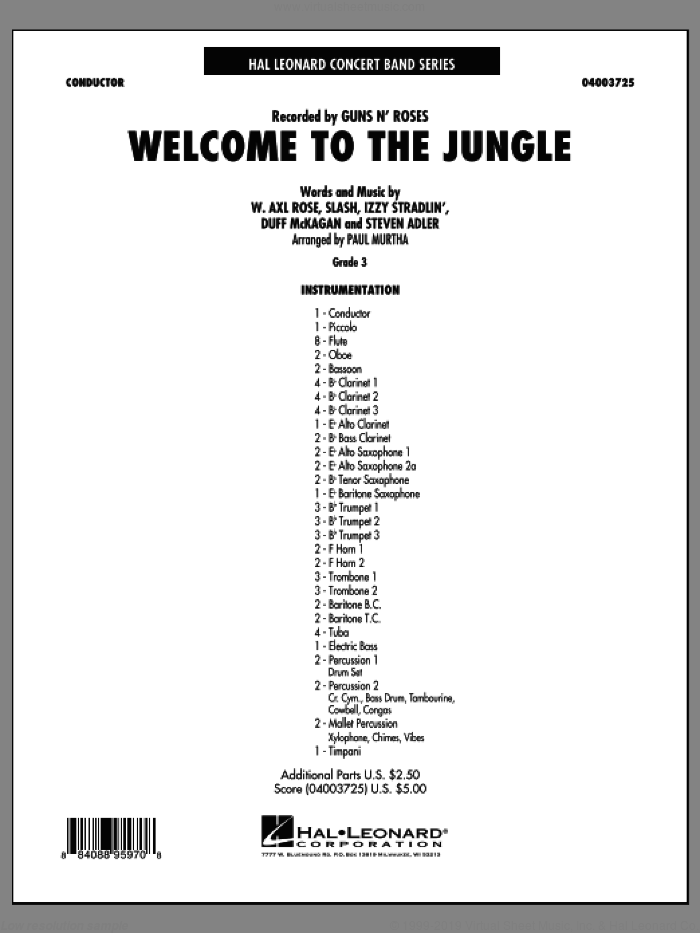 Welcome to the Jungle (COMPLETE) sheet music for concert band by Paul Murtha, intermediate skill level