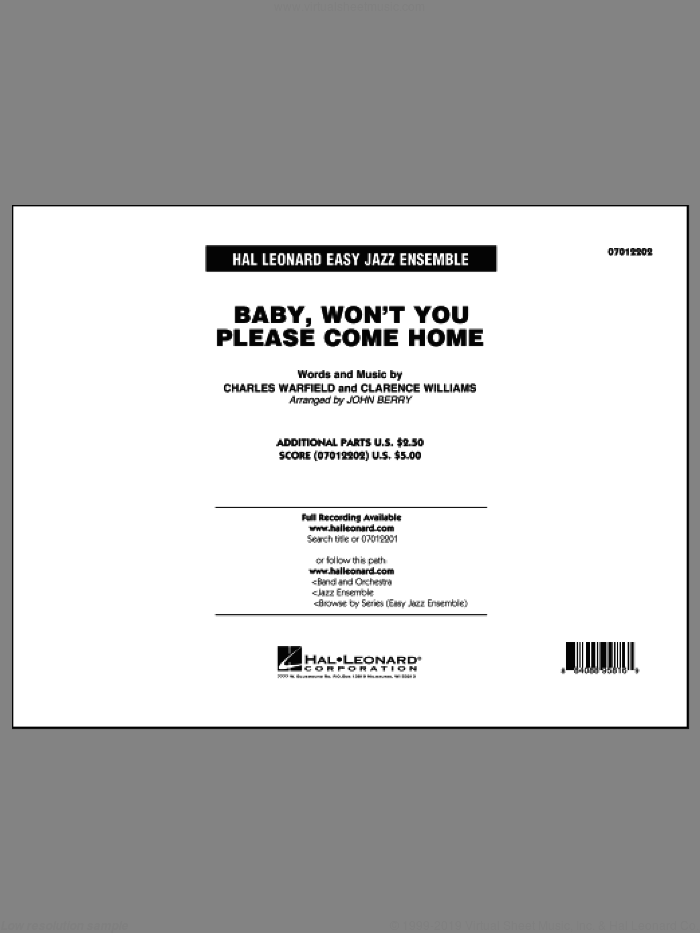 Baby, Won't You Please Come Home (COMPLETE) sheet music for jazz band by John Berry, Bessie Smith, Charles Warfield and Clarence Williams, intermediate skill level