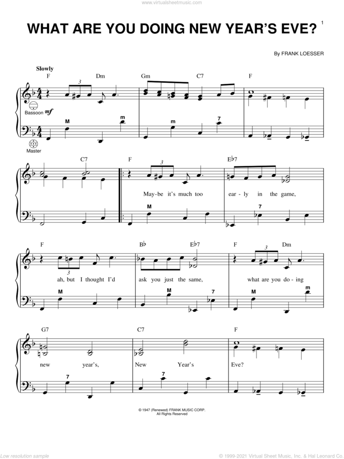 What Are You Doing New Year's Eve? sheet music for accordion by Frank Loesser and Gary Meisner, intermediate skill level
