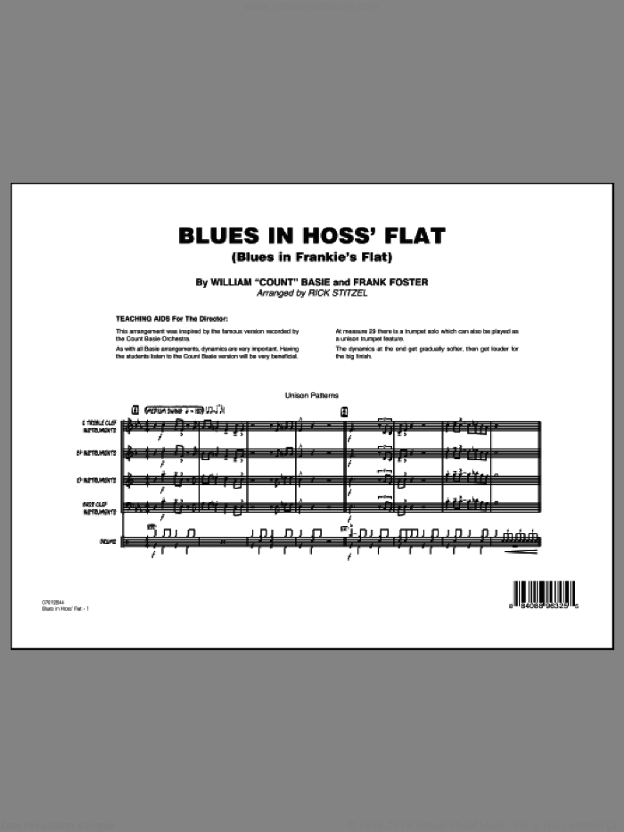 Blues in Hoss' Flat (Blues in Frankie's Flat) (COMPLETE) sheet music for jazz band by Rick Stitzel, Frank Foster and William 'Count' Basie, intermediate skill level