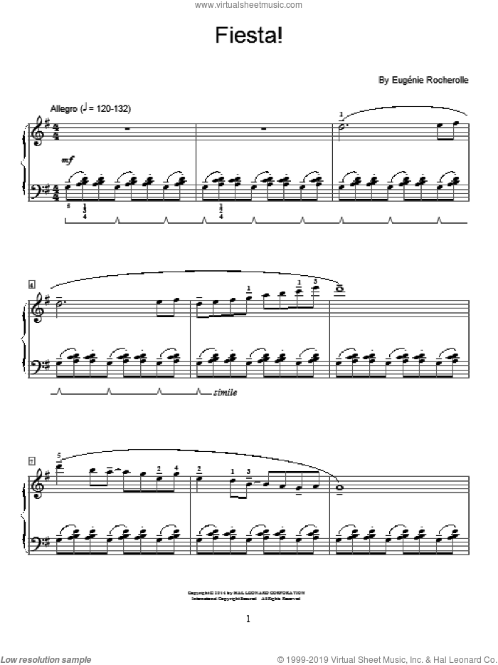 Fiesta! sheet music for piano solo (elementary) by Eugenie Rocherolle, beginner piano (elementary)