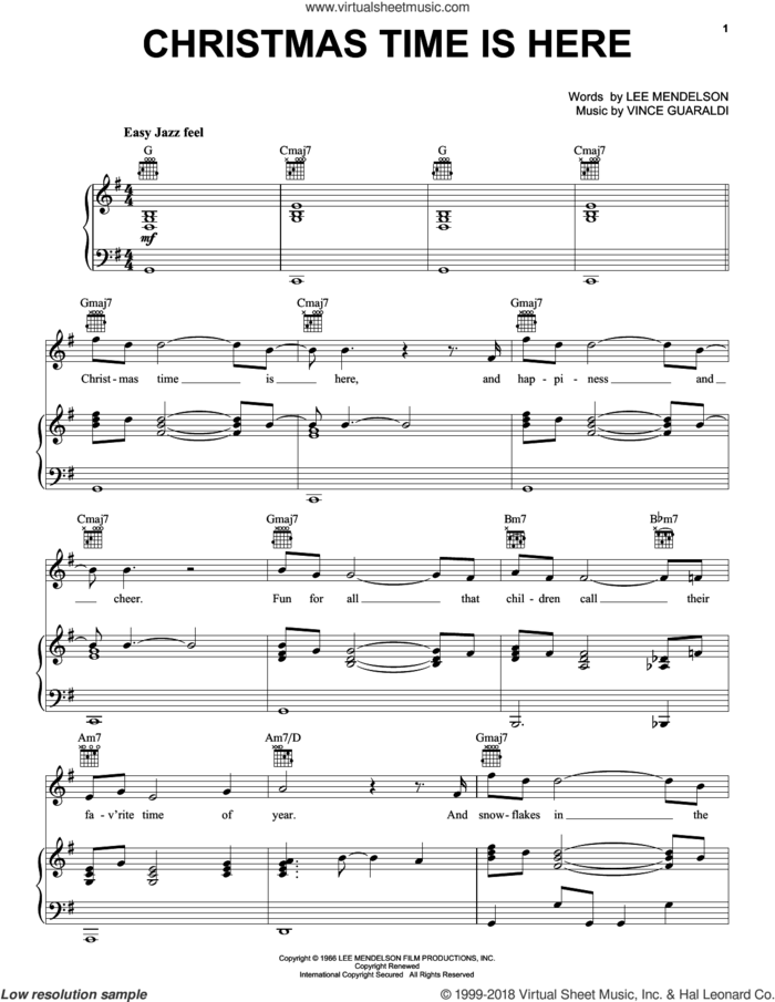 Christmas Time Is Here sheet music for voice, piano or guitar by MercyMe, Lee Mendelson and Vince Guaraldi, intermediate skill level