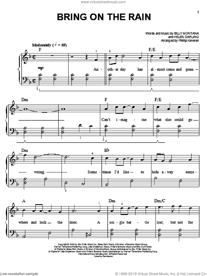 Bring On The Rain (arr. Phillip Keveren) sheet music for piano solo by Phillip Keveren, Billy Montana, Helen Darling and Jo Dee Messina with Tim McGraw, easy skill level