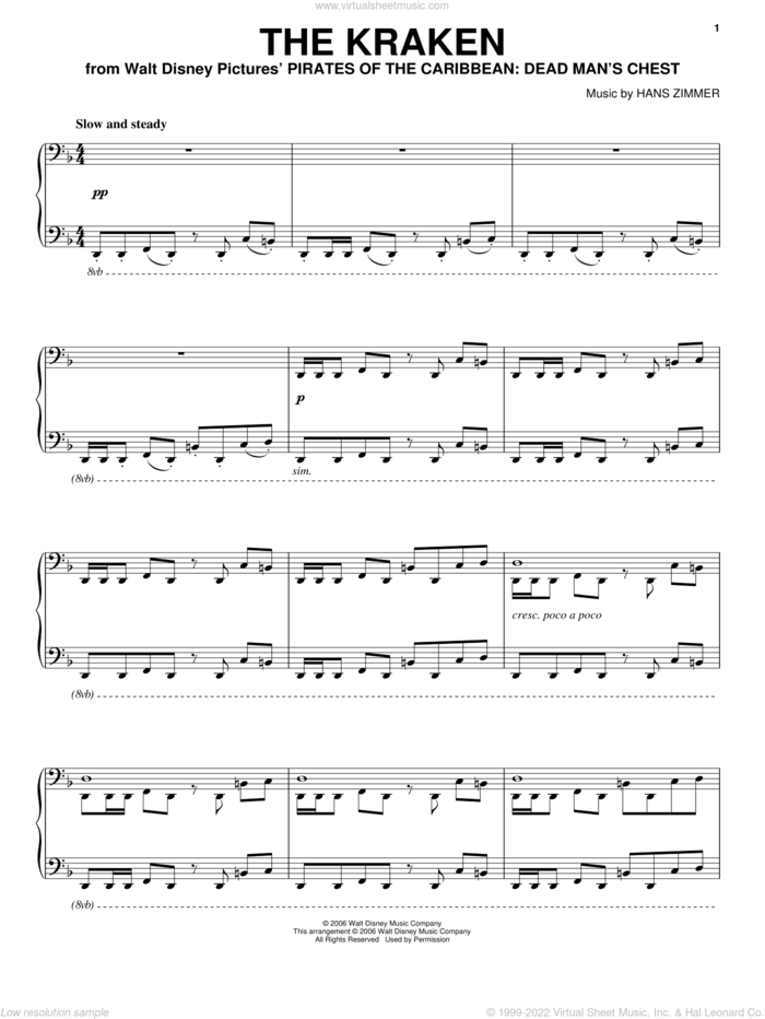 Zimmer The Kraken Sheet Music For Piano Solo Pdf Interactive - roblox sheet music for piano