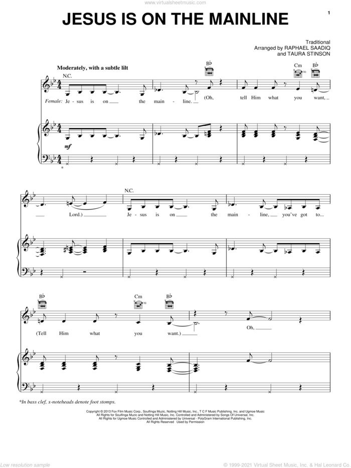Jesus Is On The Mainline (from Black Nativity) sheet music for voice, piano or guitar by Angela Bassett/Forest Whitaker, Angela Bassett & Forest Whitaker and Miscellaneous, intermediate skill level