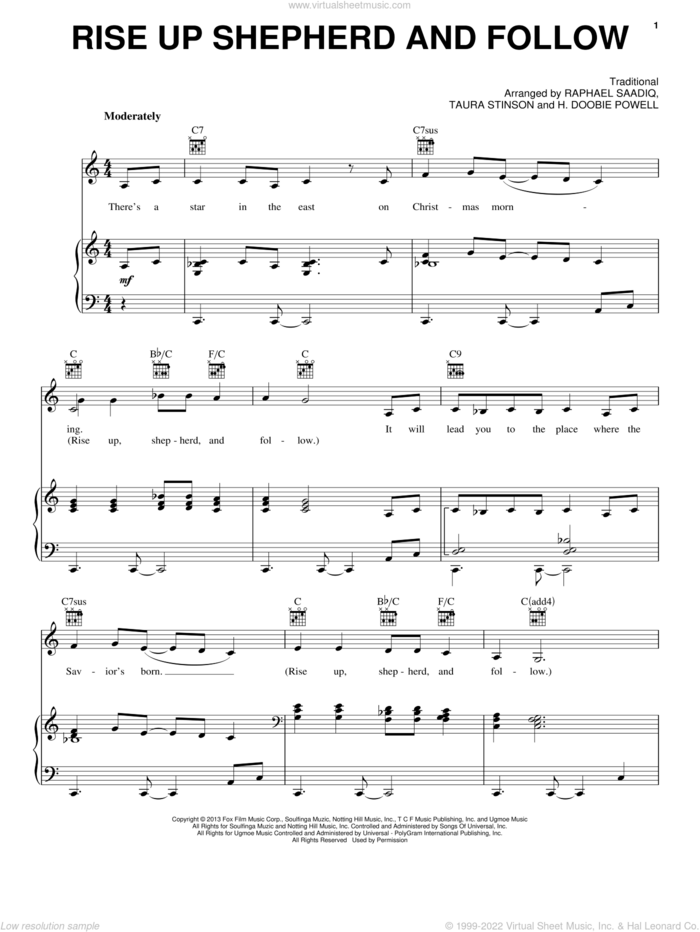 Rise Up Shepherd And Follow sheet music for voice, piano or guitar by Mary J. Blige Featuring Nas, intermediate skill level