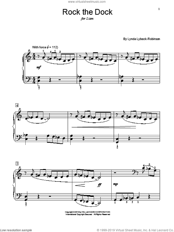 Rock The Dock sheet music for piano solo (elementary) by Lynda Lybeck-Robinson, classical score, beginner piano (elementary)