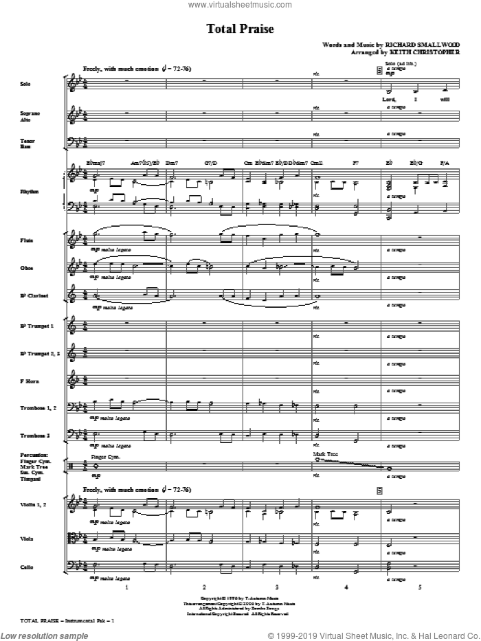 Total Praise (complete set of parts) sheet music for orchestra/band (Orchestra) by Keith Christopher and Miscellaneous, intermediate skill level