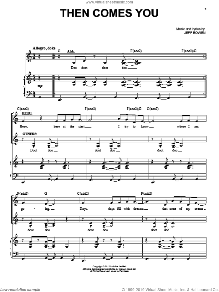 Then Comes You sheet music for voice and piano by Jeff Bowen, intermediate skill level