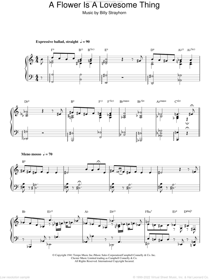 A Flower Is A Lovesome Thing sheet music for piano solo by Billy Strayhorn, intermediate skill level