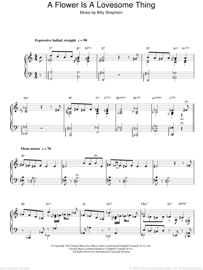 A Flower Is A Lovesome Thing sheet music for piano solo by Billy Strayhorn, intermediate skill level