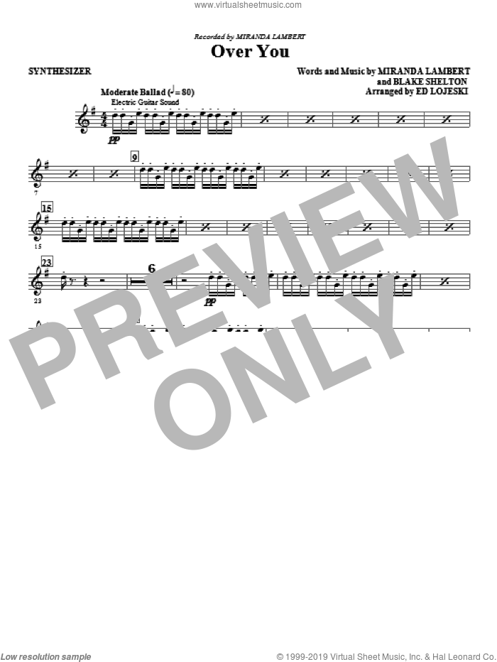 Over You (complete set of parts) sheet music for orchestra/band by Ed Lojeski, Blake Shelton and Miranda Lambert, intermediate skill level