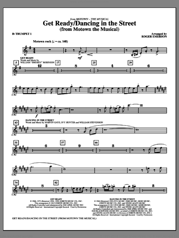 Get Ready/Dancing In The Street (complete set of parts) sheet music for orchestra/band by Roger Emerson and Marvin Gaye, intermediate skill level