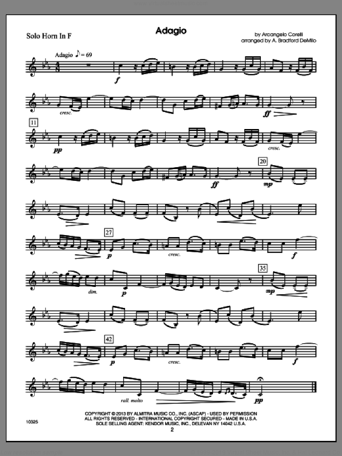 Kendor Master Repertoire - Horn in F (complete set of parts) sheet music for horn and piano by Brad DeMilo, classical score, intermediate skill level