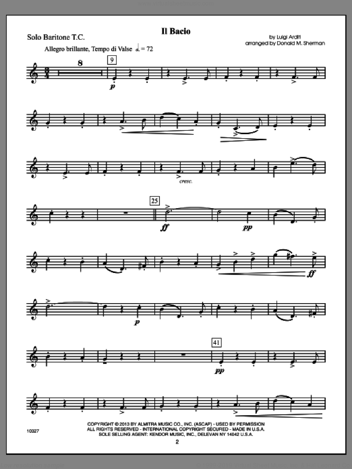 Kendor Master Repertoire - Baritone T.C. (complete set of parts) sheet music for baritone and piano by Donald Sherman, classical score, intermediate skill level