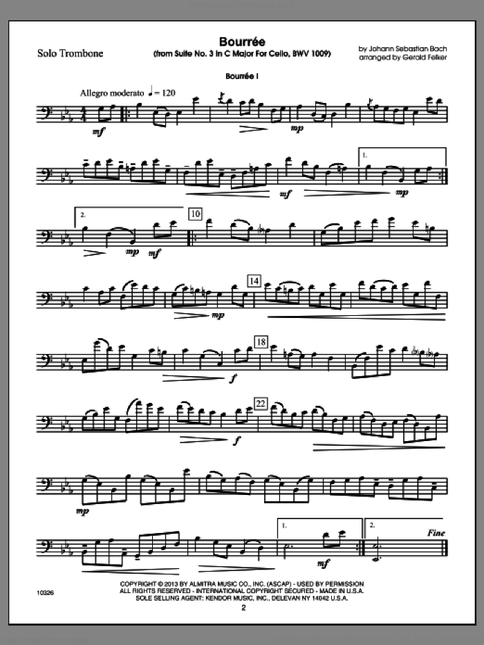 Kendor Master Repertoire - Trombone (complete set of parts) sheet music for trombone and piano by Gerald Felker, classical score, intermediate skill level