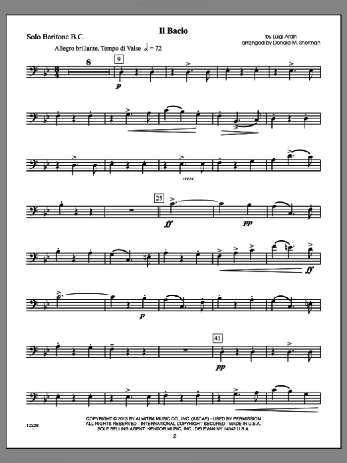 Kendor Master Repertoire - Baritone B.C. (complete set of parts) sheet music for baritone and piano by Donald Sherman, classical score, intermediate skill level