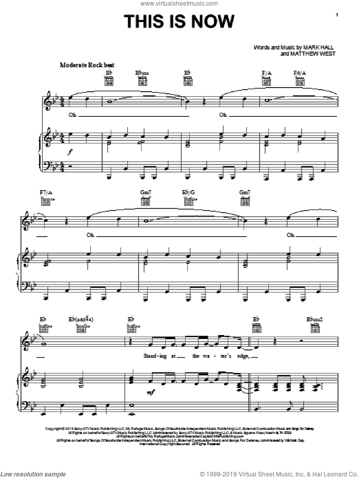 This Is Now sheet music for voice, piano or guitar by Casting Crowns, Mark Hall and Matthew West, intermediate skill level