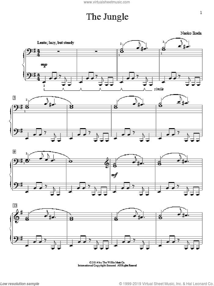 The Jungle sheet music for piano solo by Naoko Ikeda, intermediate skill level
