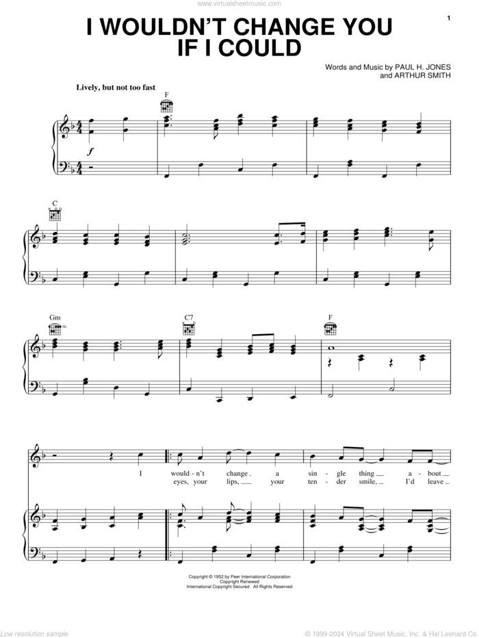 I Wouldn't Change You If I Could sheet music for voice, piano or guitar by Ricky Skaggs, Arthur Smith and Paul H. Jones, intermediate skill level