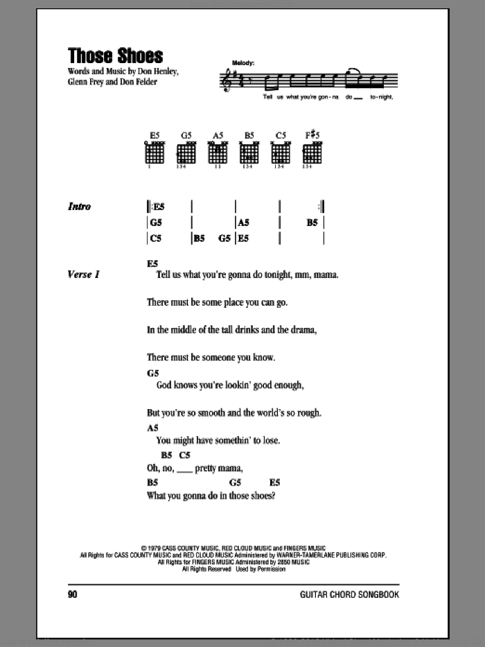 Those Shoes sheet music for guitar (chords) by The Eagles, Don Felder, Don Henley and Glenn Frey, intermediate skill level