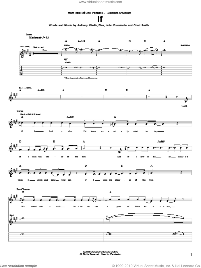 If sheet music for guitar (tablature) by Red Hot Chili Peppers, Anthony Kiedis, Chad Smith, Flea and John Frusciante, intermediate skill level