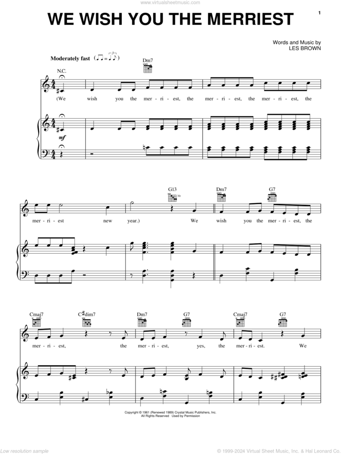 We Wish You The Merriest sheet music for voice, piano or guitar by Frank Sinatra and Les Brown, intermediate skill level