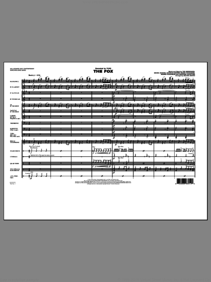 The Fox (What Does The Fox Say?) (arr. Michael Brown) (COMPLETE) sheet music for marching band by Michael Brown, Baard Ylvisaaker, Christian Lochstoer, Mikkel Eriksen, Nicholas Boundy, Tor Erik Hermansen, Vegard Ylvisaaker and Ylvis, intermediate skill level