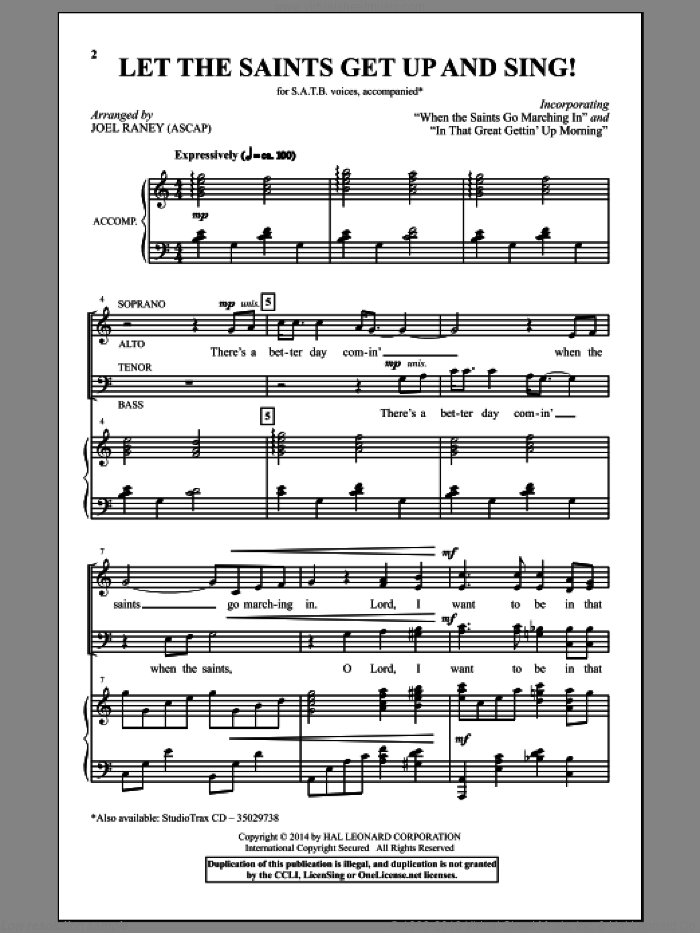 In That Great Gettin' Up Morning sheet music for choir (SATB: soprano, alto, tenor, bass) by Joel Raney, intermediate skill level